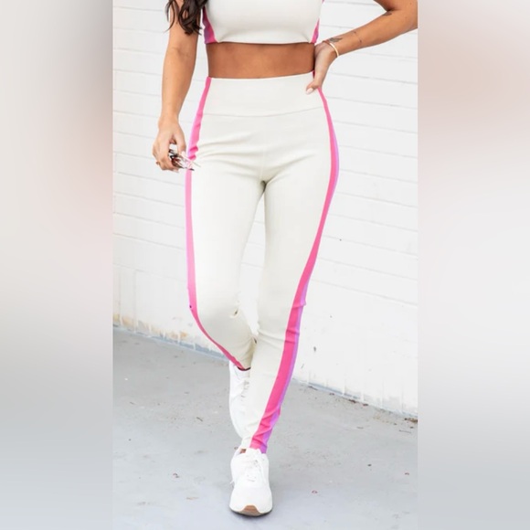 Pink Lily Colorblock Leggings -M - Picture 2 of 3